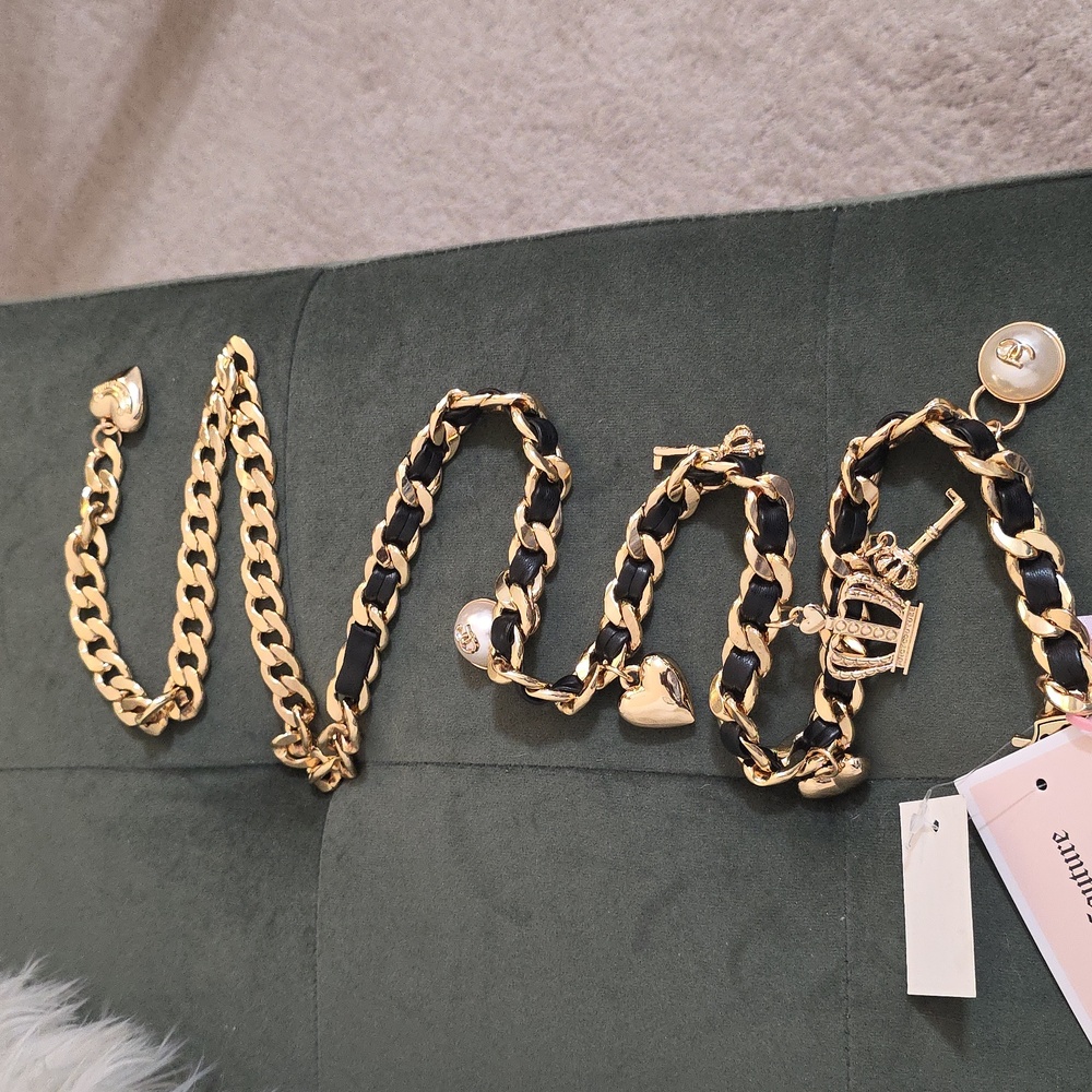 JUICEY COUTOURE Gold and Black Charm BELT - Picture 8 of 9